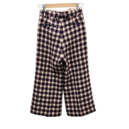 Gucci Pants 36 S White Navy Red Cropped Tweed Plaid — view 2