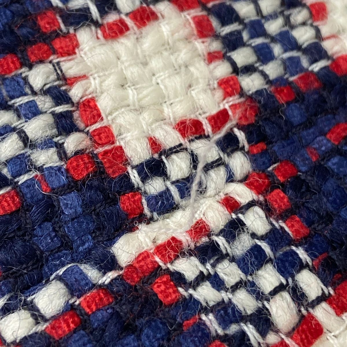 Gucci Pants 36 S White Navy Red Cropped Tweed Plaid — view 6