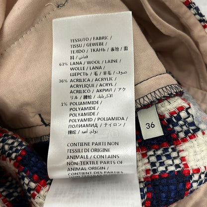 Gucci Pants 36 S White Navy Red Cropped Tweed Plaid — view 4