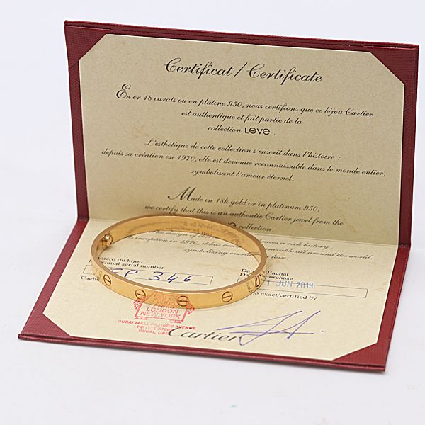 Cartier Guaranteed Love Bracelet 18k Gold 18 Ako Mst Abc