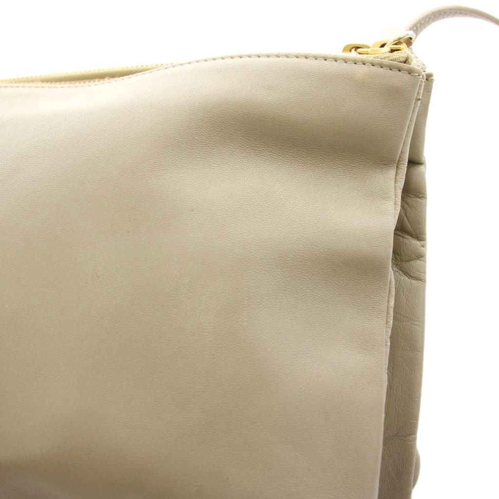 Celine Trio Large Shoulder Bag Pouch Leather Gray Ju KU — view 6