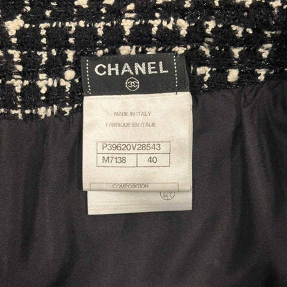 Chanel Tweed Skirt CC Logo Black 40 — view 4