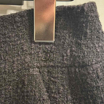 Chanel Tweed Skirt CC Logo Black 38 — view 3