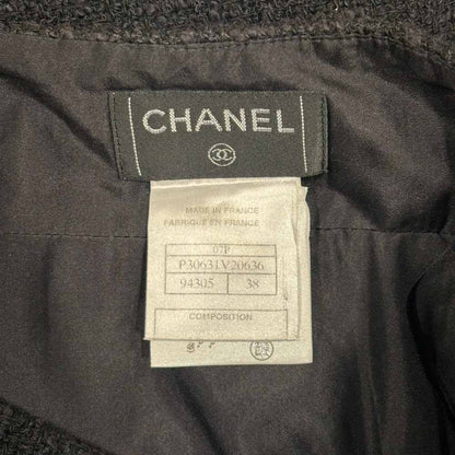 Chanel Tweed Skirt CC Logo Black 38 — view 5