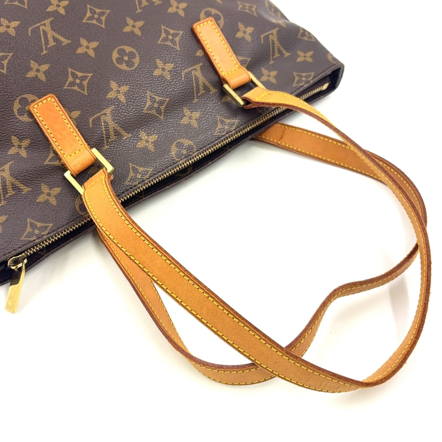 Louis Vuitton Cabas Piano Monogram Leather Brown Tote Gold — view 8