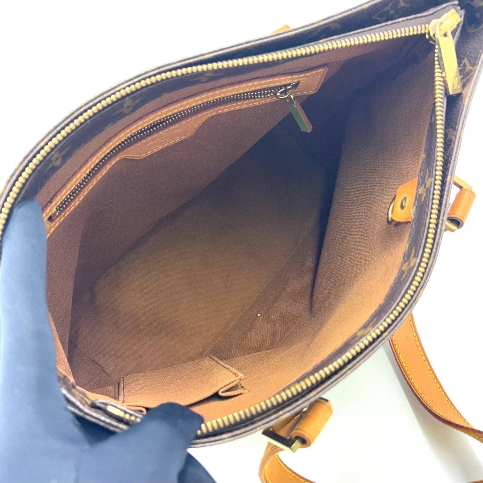 Louis Vuitton Cabas Piano Monogram Leather Brown Tote Gold — view 3