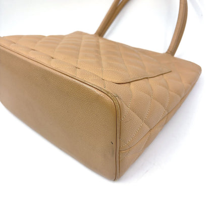 Chanel Quilted Reprint Caviar Leather Beige Tote Gold — view 7
