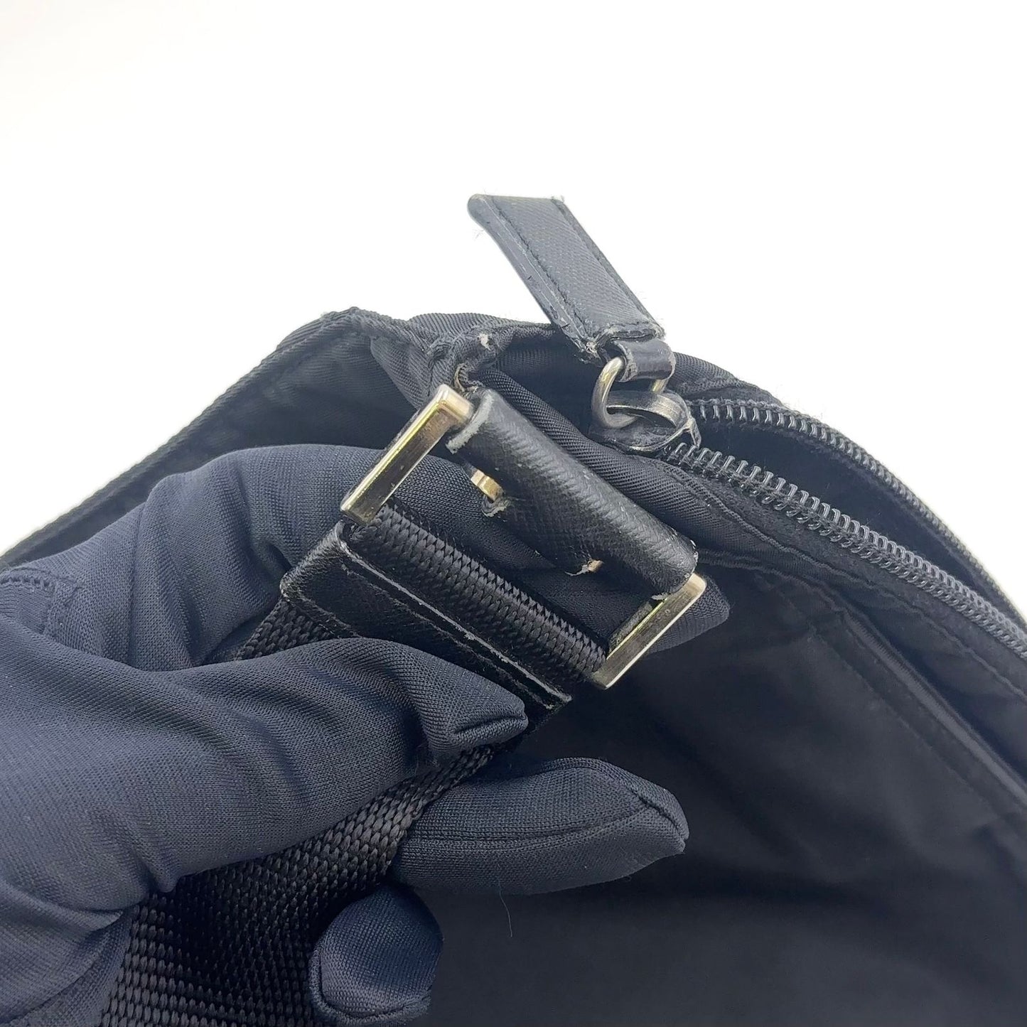 Prada Nylon Black Mini Shoulder Bag Silver — view 7