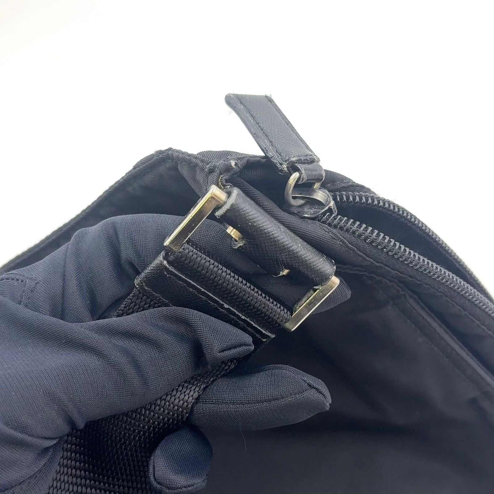 Prada Nylon Black Mini Shoulder Bag Silver — view 7