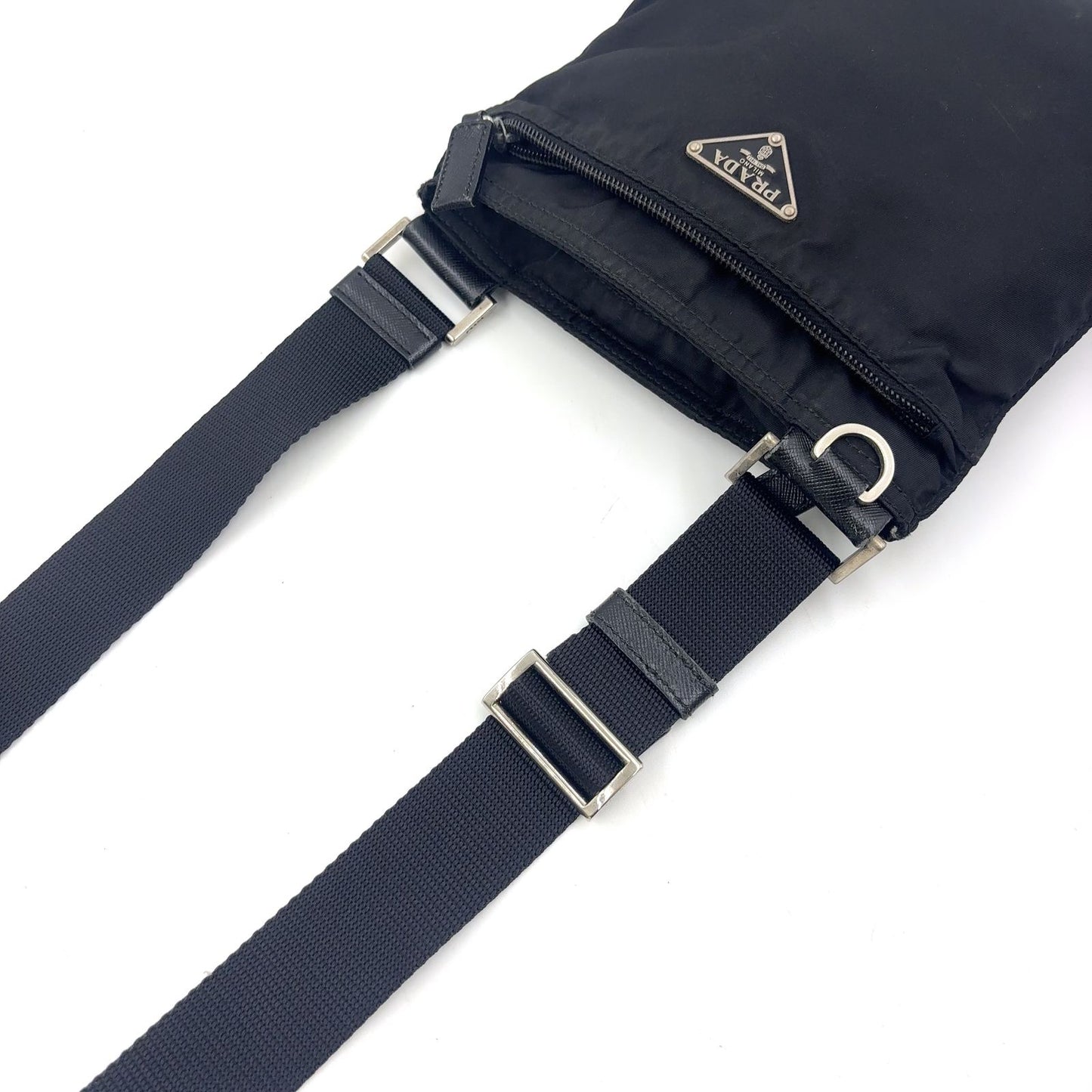 Prada Nylon Black Mini Shoulder Bag Silver — view 5