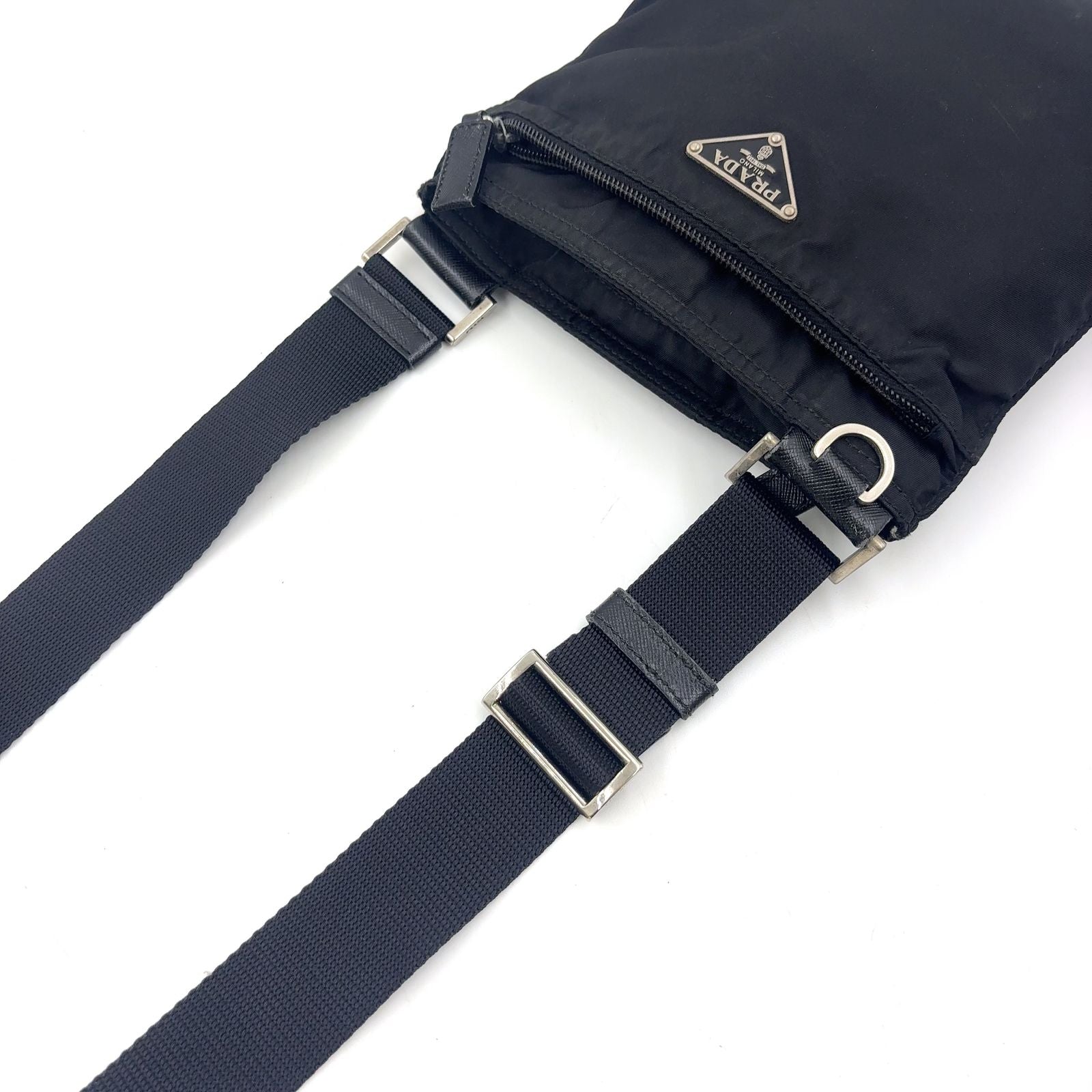 Prada Nylon Black Mini Shoulder Bag Silver — view 5