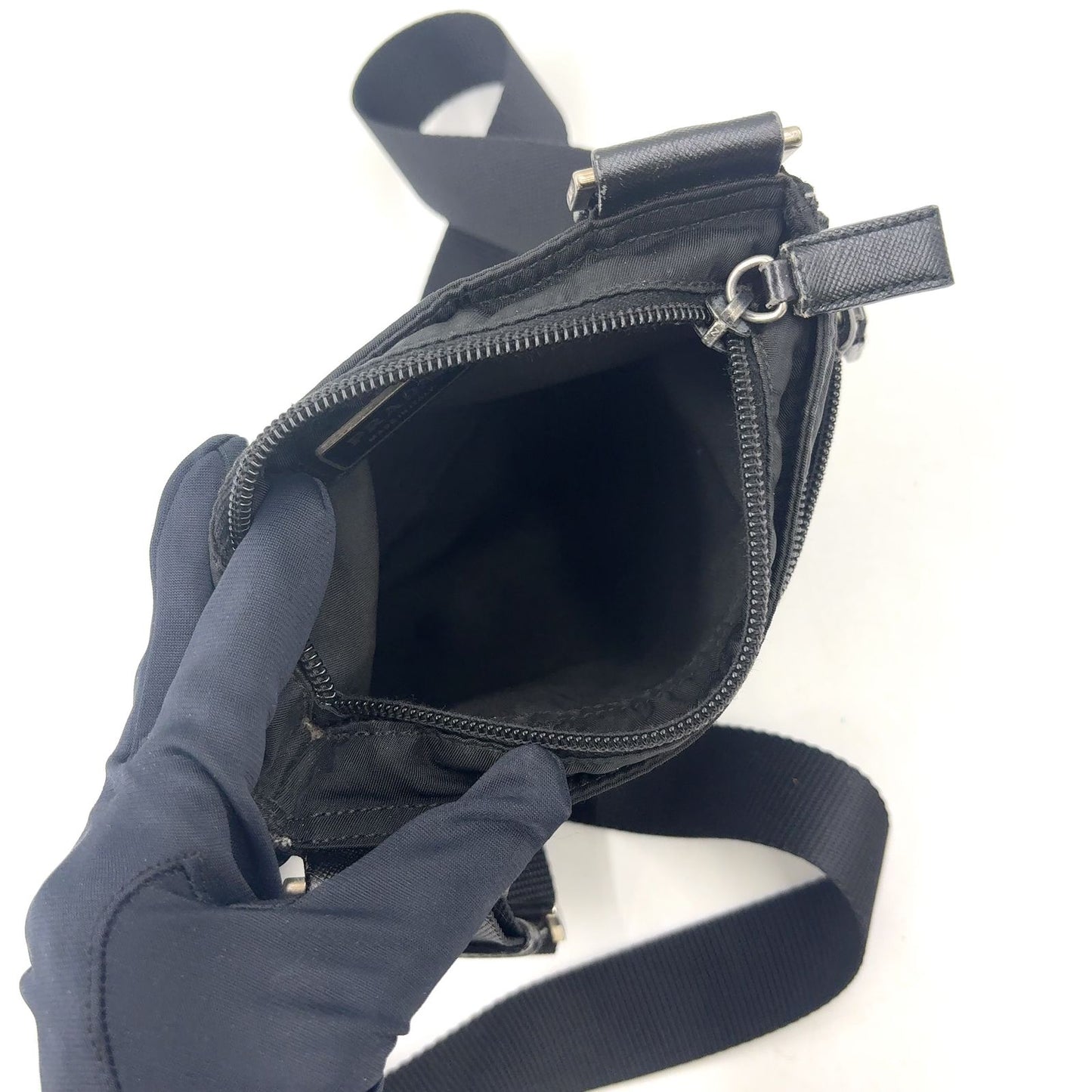 Prada Nylon Black Mini Shoulder Bag Silver — view 3