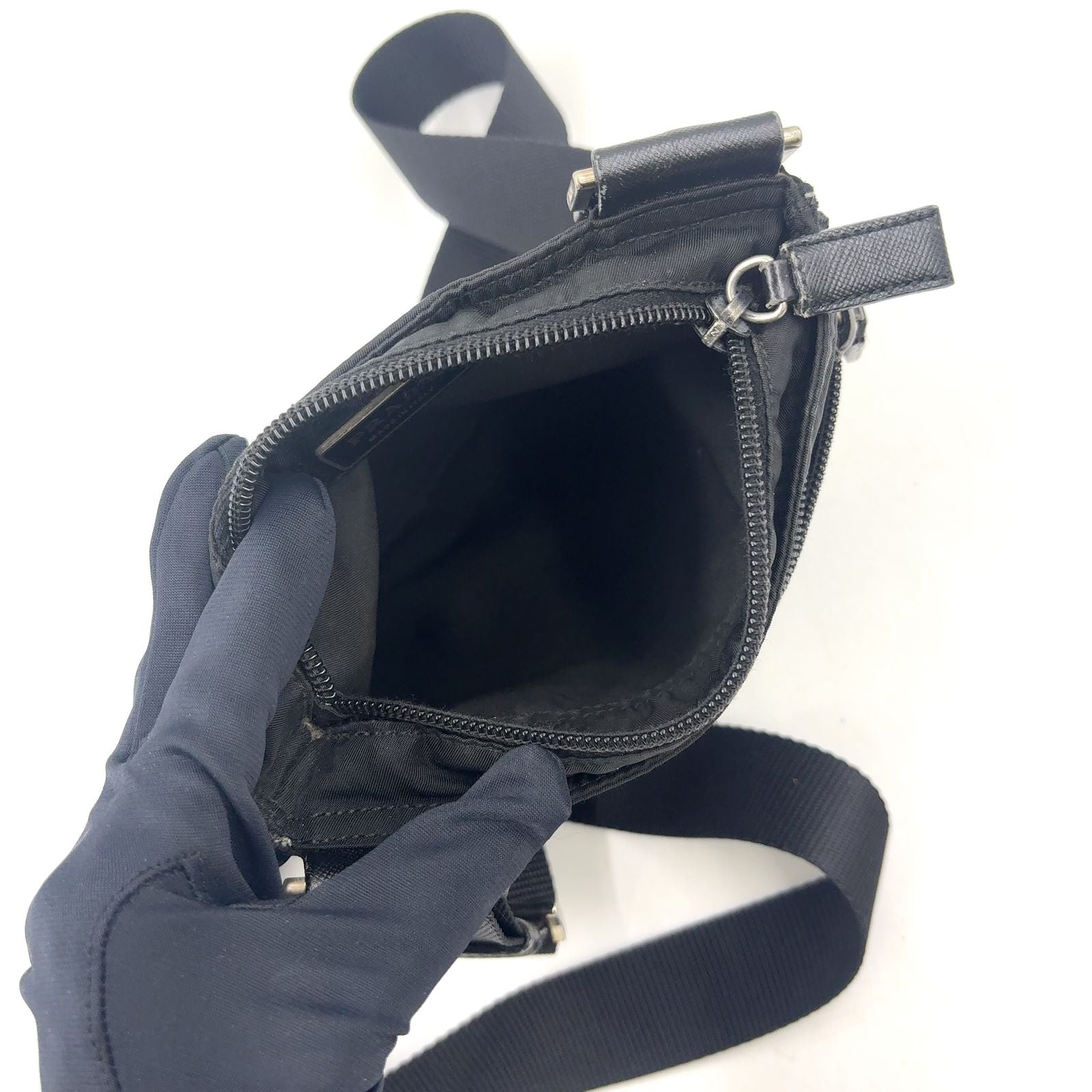 Prada Nylon Black Mini Shoulder Bag Silver — view 3