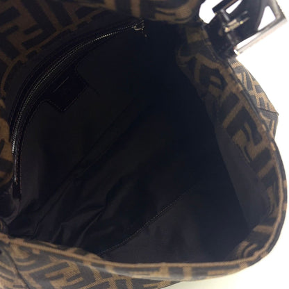 Fendi Zucca Mamma Bucket Leather Canvas Brown Handbag Silver — view 3