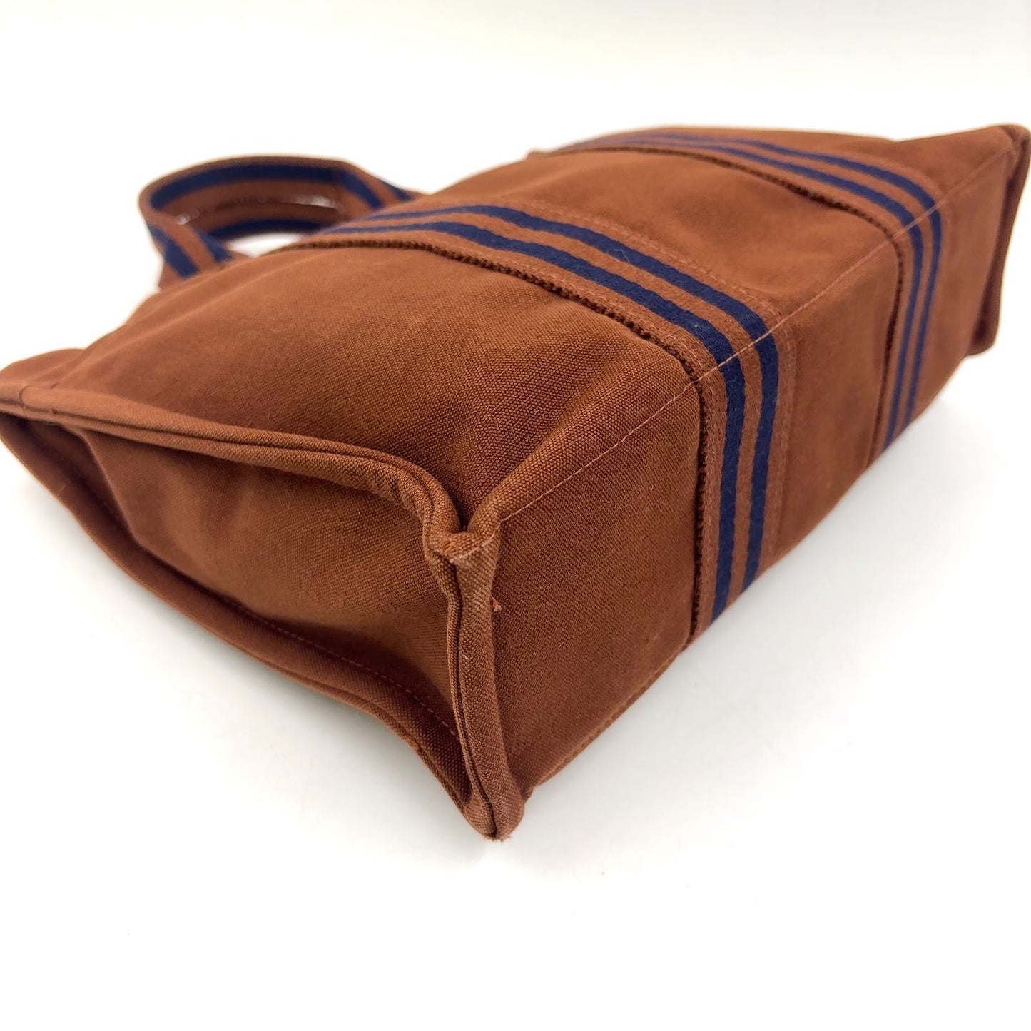 Hermes Sac Fourre Tout PM Canvas Navy Brown Handbag Gold — view 6