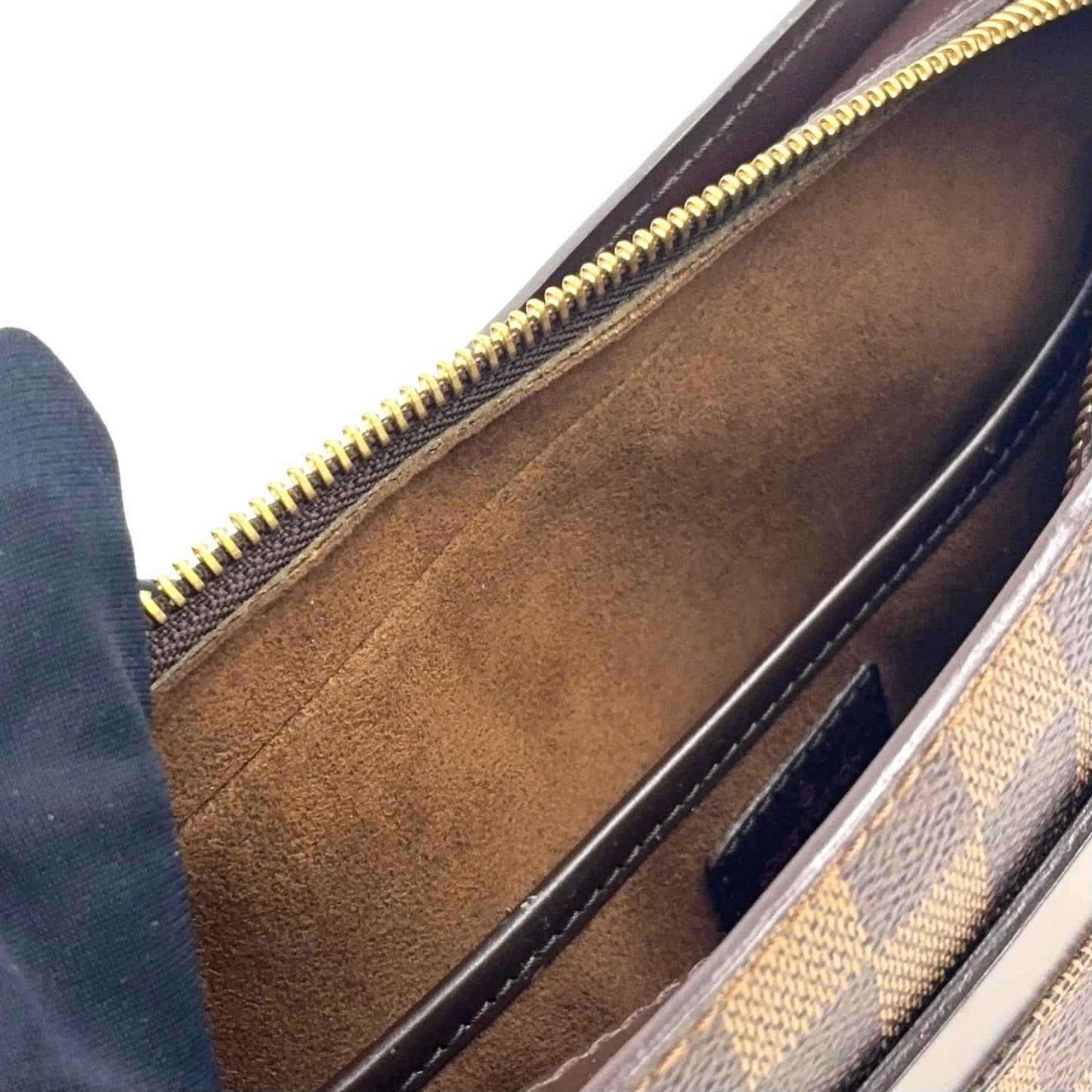 Louis Vuitton Damier Saint Ebene Second Leather Brown Clutch Gold — view 8