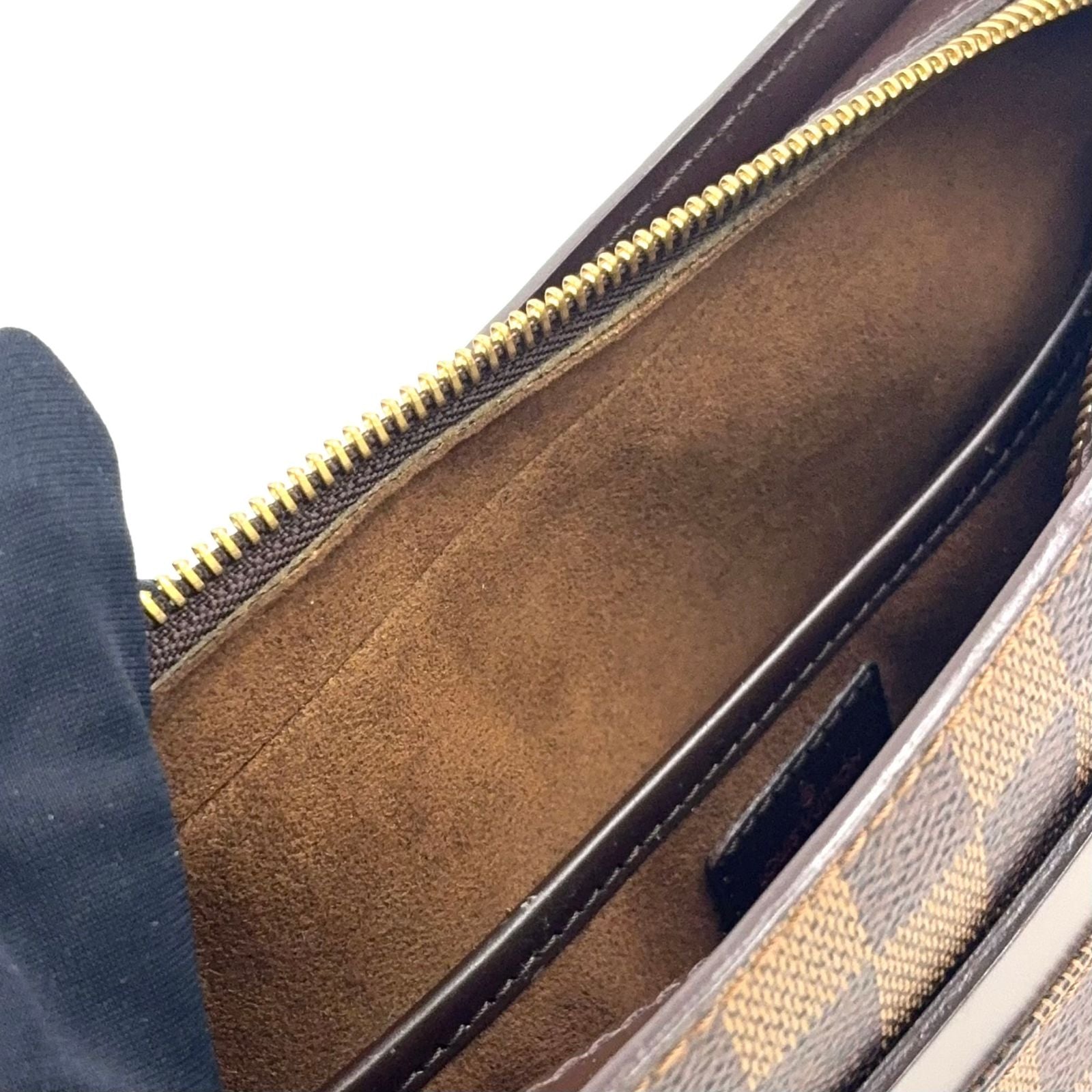 Louis Vuitton Damier Saint Ebene Second Leather Brown Clutch Gold — view 8