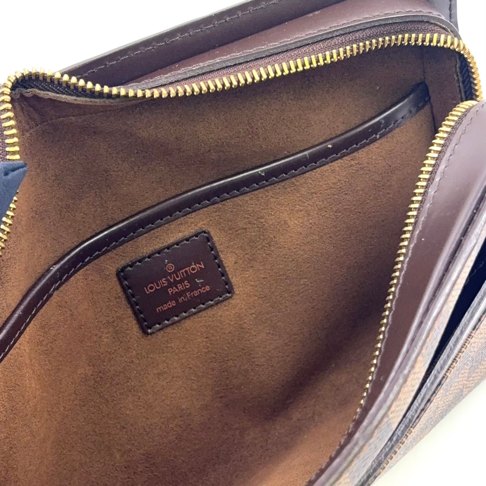 Louis Vuitton Damier Saint Ebene Second Leather Brown Clutch Gold — view 6