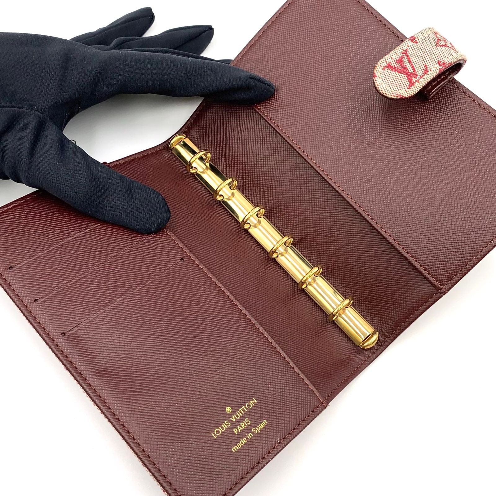 Louis Vuitton Monogram Mini Agenda PM Canvas Red Notebook Cover Gold — view 3