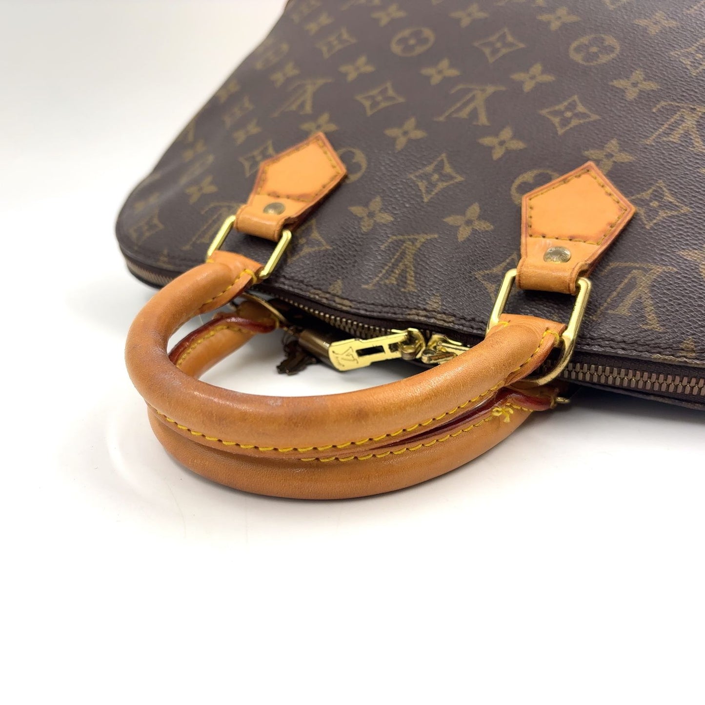 Louis Vuitton Alma PM Monogram Leather Brown Light Handbag Gold — view 6