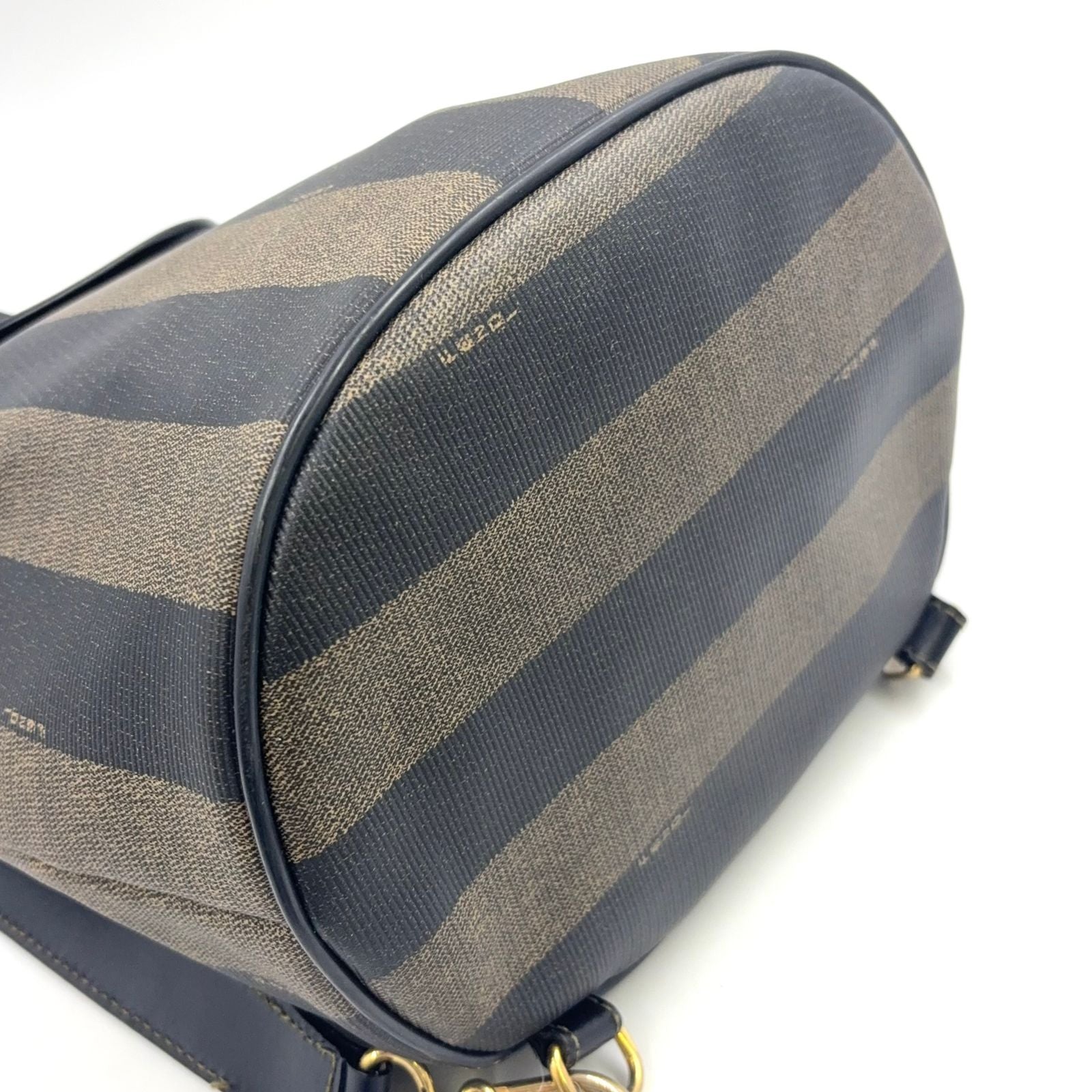 Fendi Pecan Pattern Khaki Brown Shoulder Bag Gold — view 8