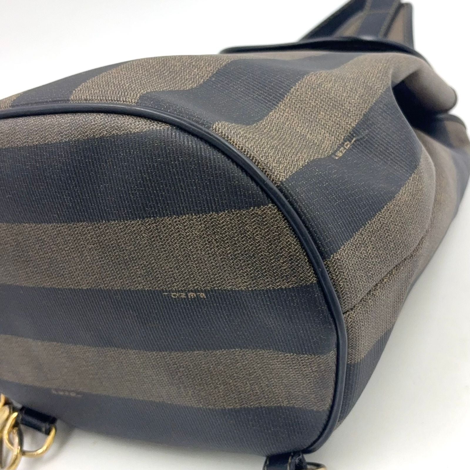 Fendi Pecan Pattern Khaki Brown Shoulder Bag Gold — view 9