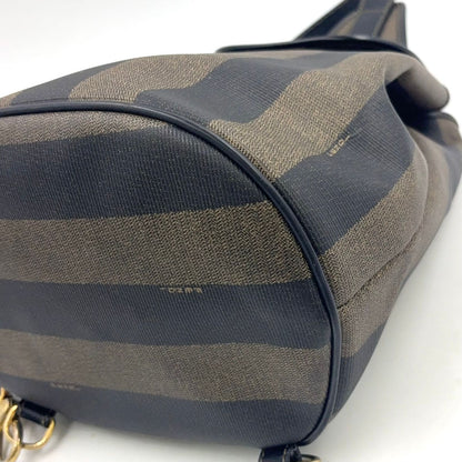 Fendi Pecan Pattern Khaki Brown Shoulder Bag Gold — view 9