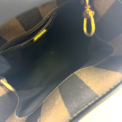 Fendi Pecan Pattern Khaki Brown Shoulder Bag Gold — view 3