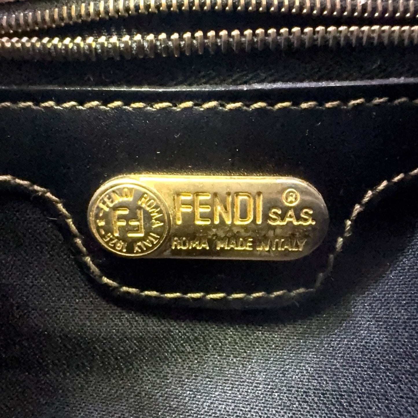 Fendi Pecan Pattern Khaki Brown Shoulder Bag Gold — view 4