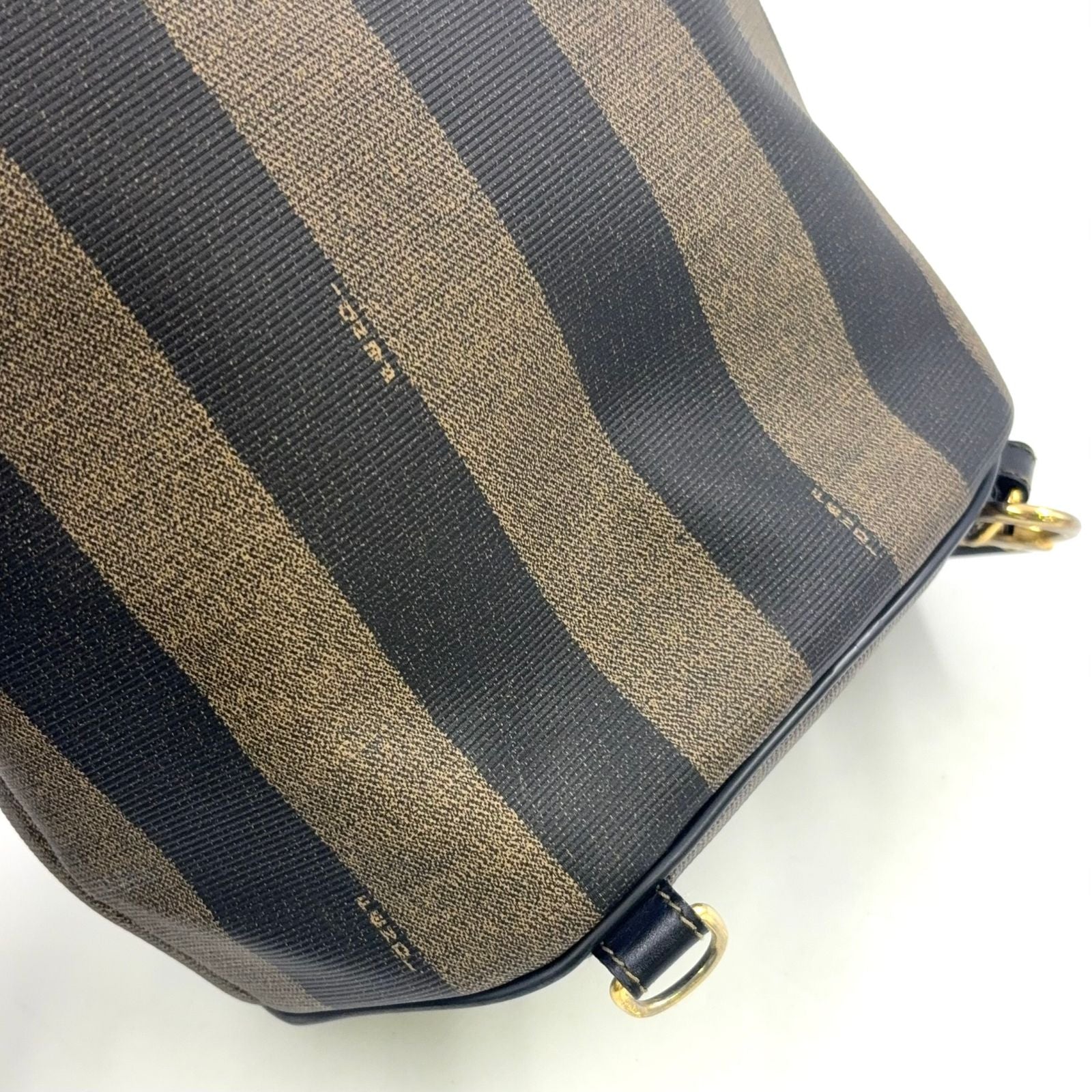 Fendi Pecan Pattern Khaki Brown Shoulder Bag Gold — view 7