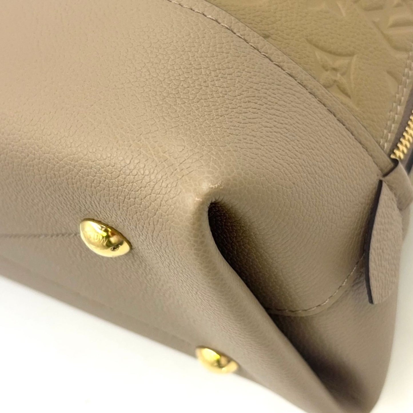 Louis Vuitton Neo Alma PM Monogram Empreinte Leather Gray Beige Handbag Gold — view 6