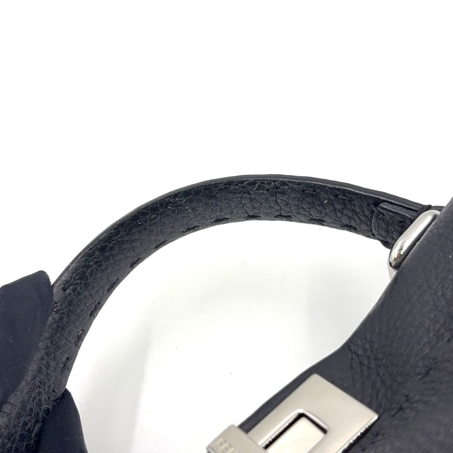 Fendi Peekaboo Iconic Selleria Leather Black Handbag Silver — view 9