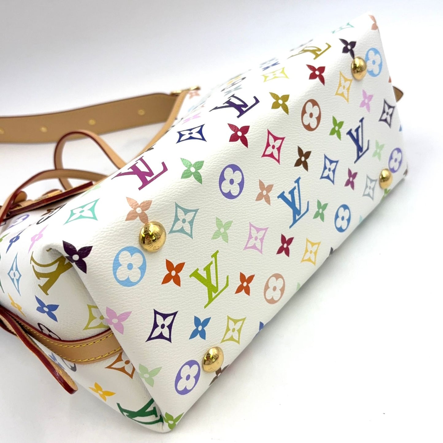 Louis Vuitton LV Takashi Murakami Carryall PM Monogram Multicolor Leather White — view 5