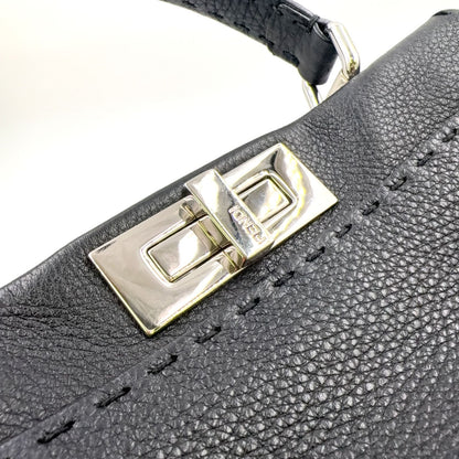 Fendi Peekaboo Iconic Selleria Leather Black Handbag Silver — view 7