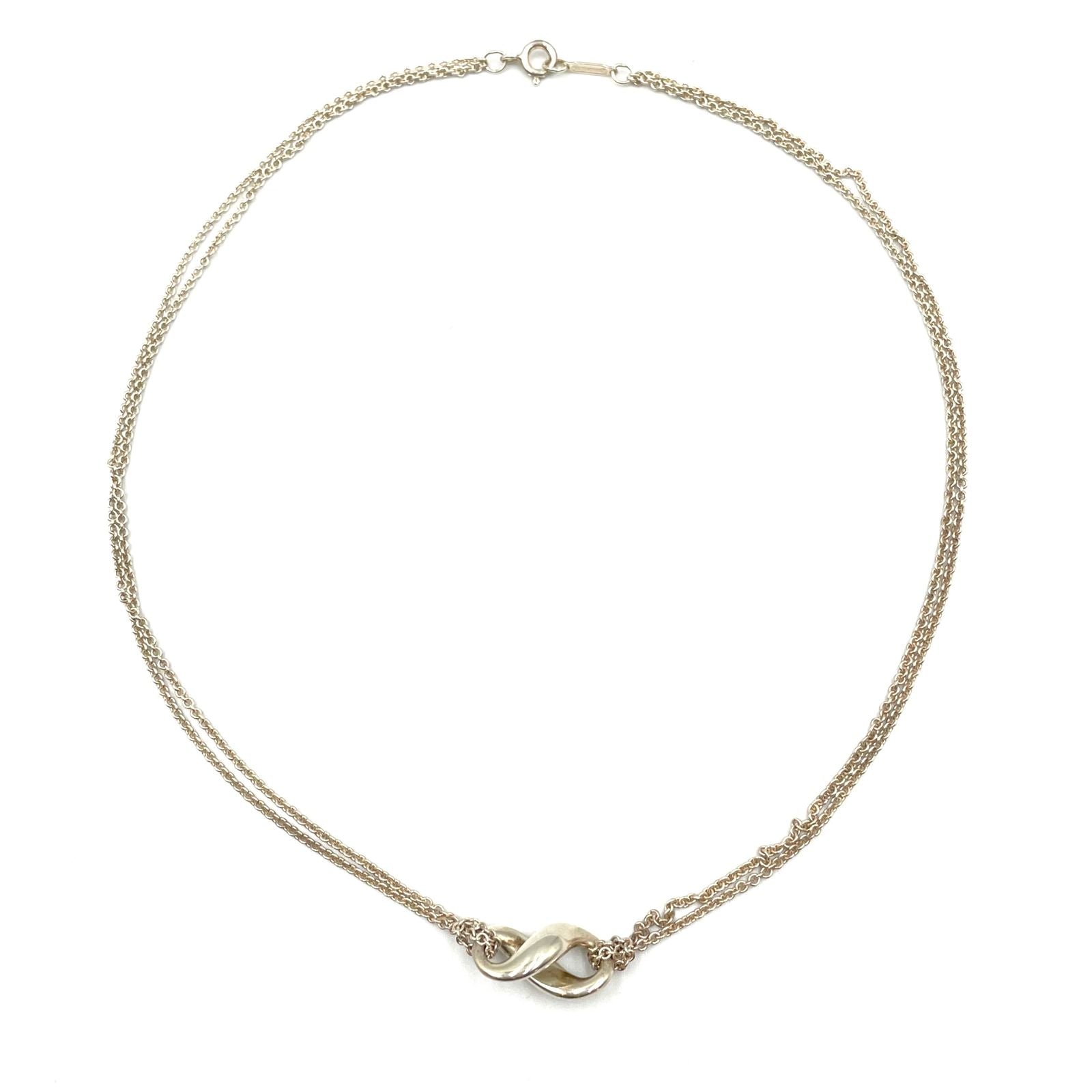 Tiffany & Co Infinity Double Chain Silver Necklace — view 3