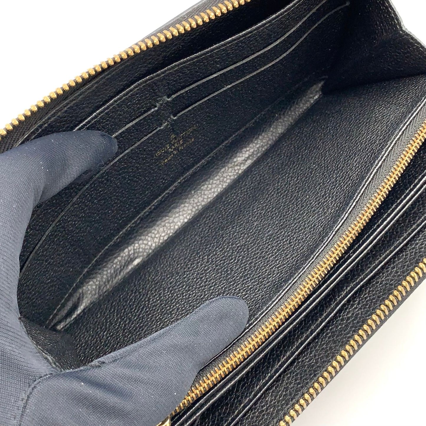 Louis Vuitton Zippy Wallet Monogram Empreinte Noir Leather Black Round Gold — view 3