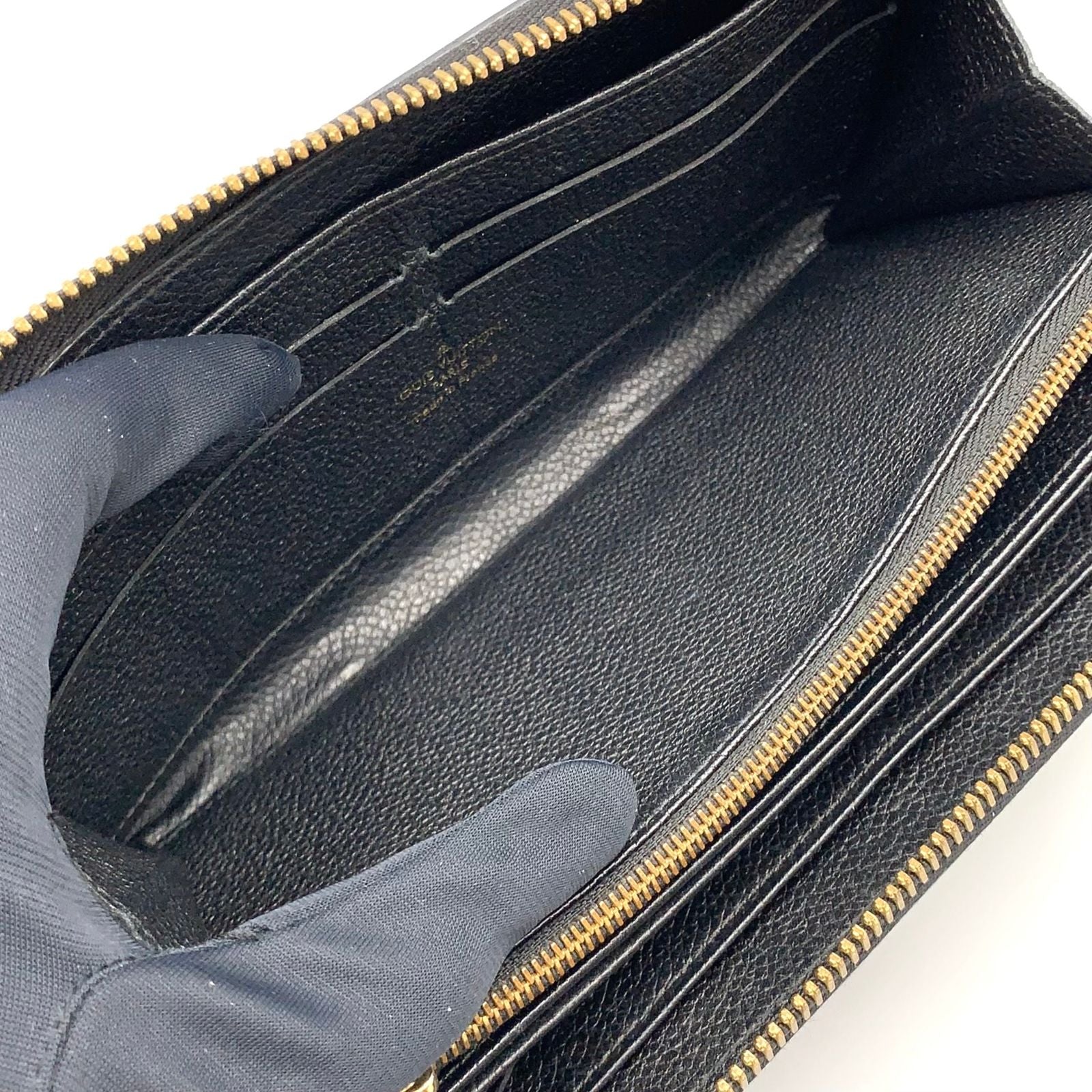 Louis Vuitton Zippy Wallet Monogram Empreinte Noir Leather Black Round Gold — view 3