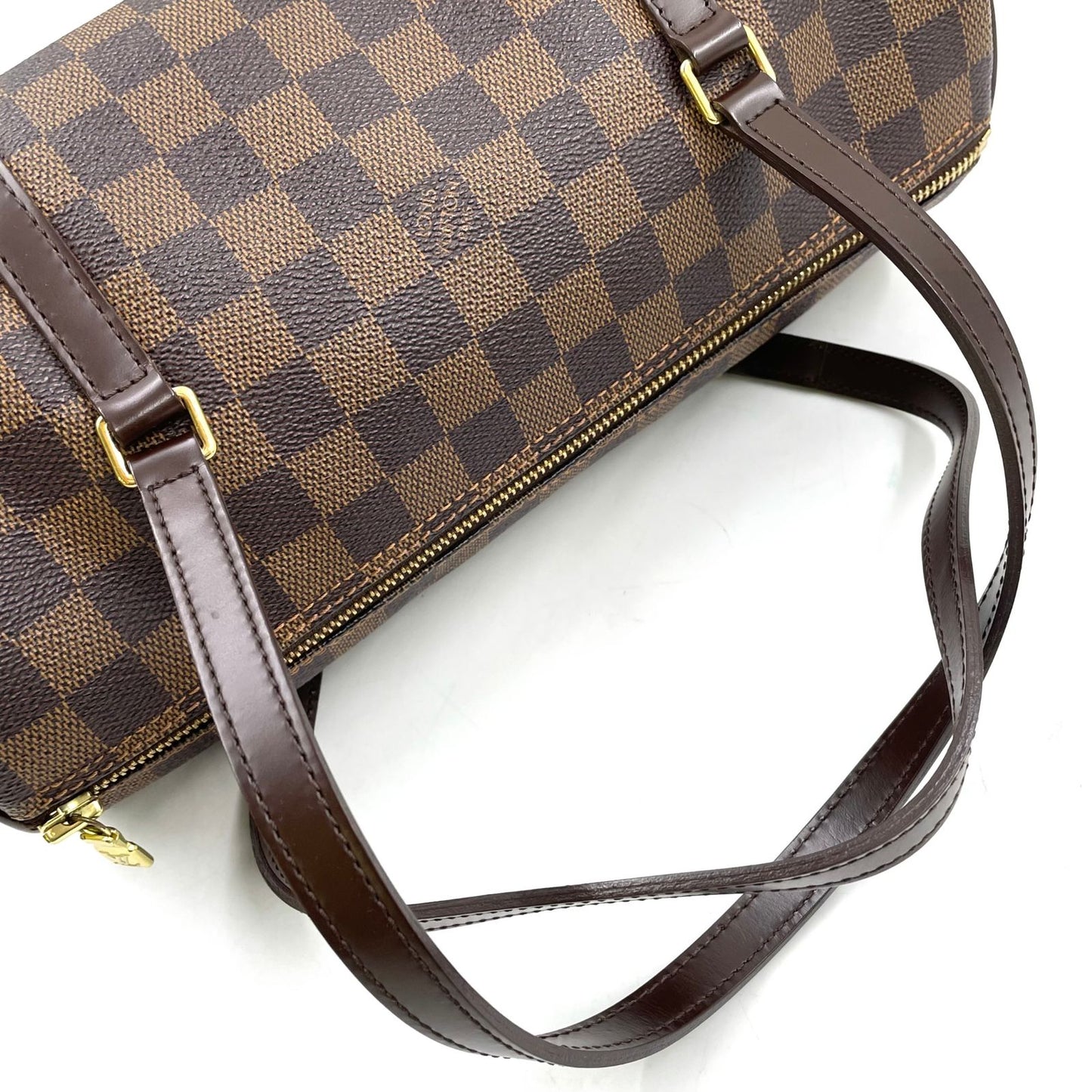 Louis Vuitton Papillon 30 Damier Ebene Leather Brown Handbag Gold — view 5