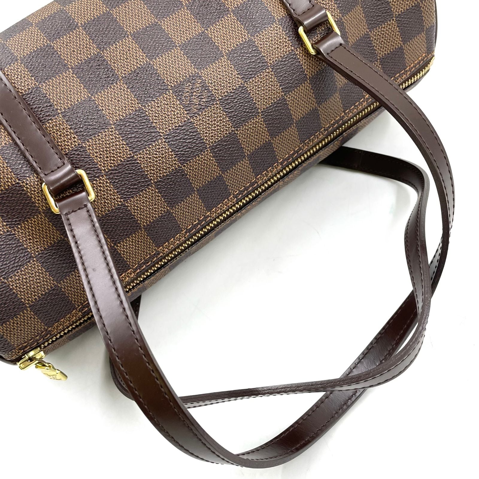 Louis Vuitton Papillon 30 Damier Ebene Leather Brown Handbag Gold — view 5