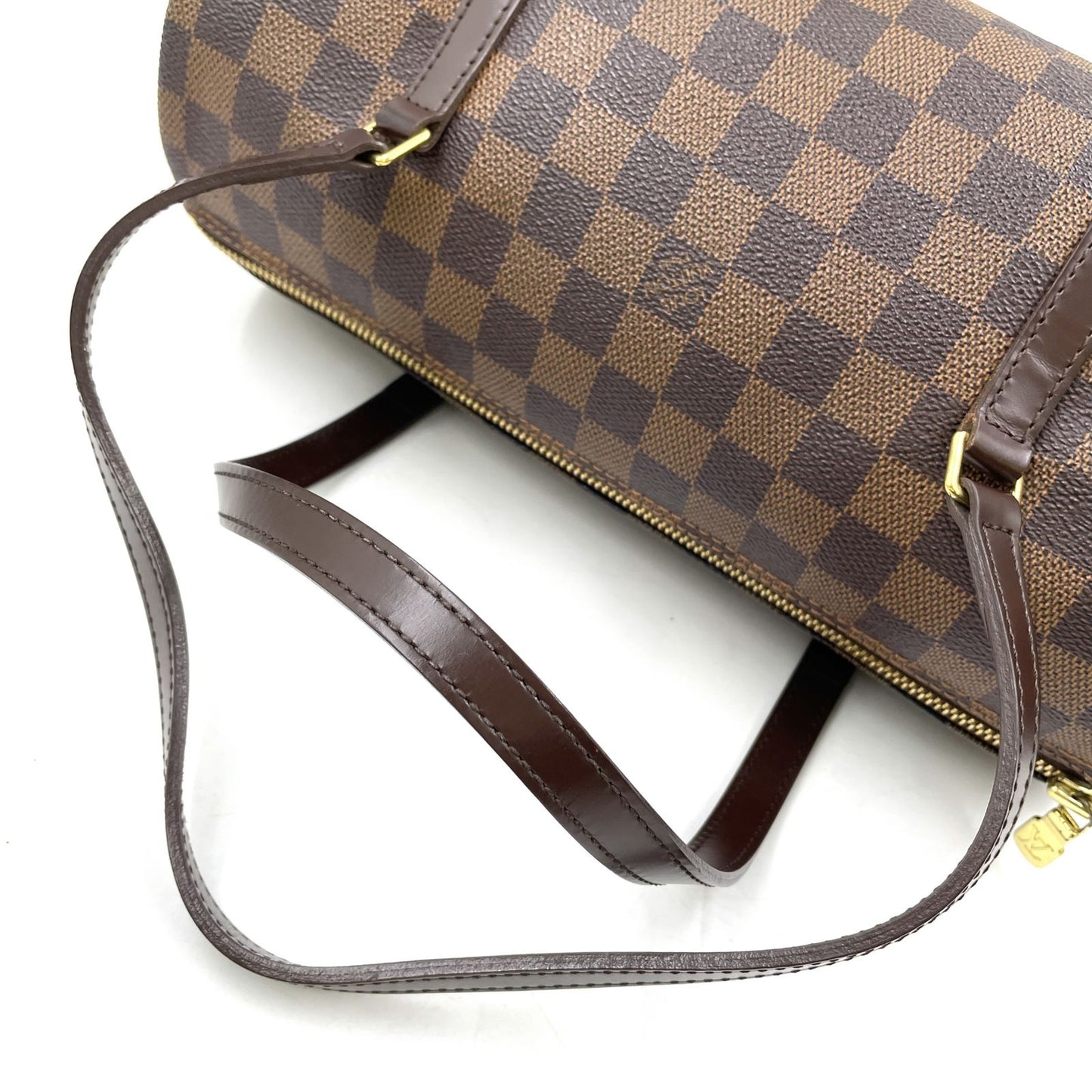 Louis Vuitton Papillon 30 Damier Ebene Leather Brown Handbag Gold — view 6