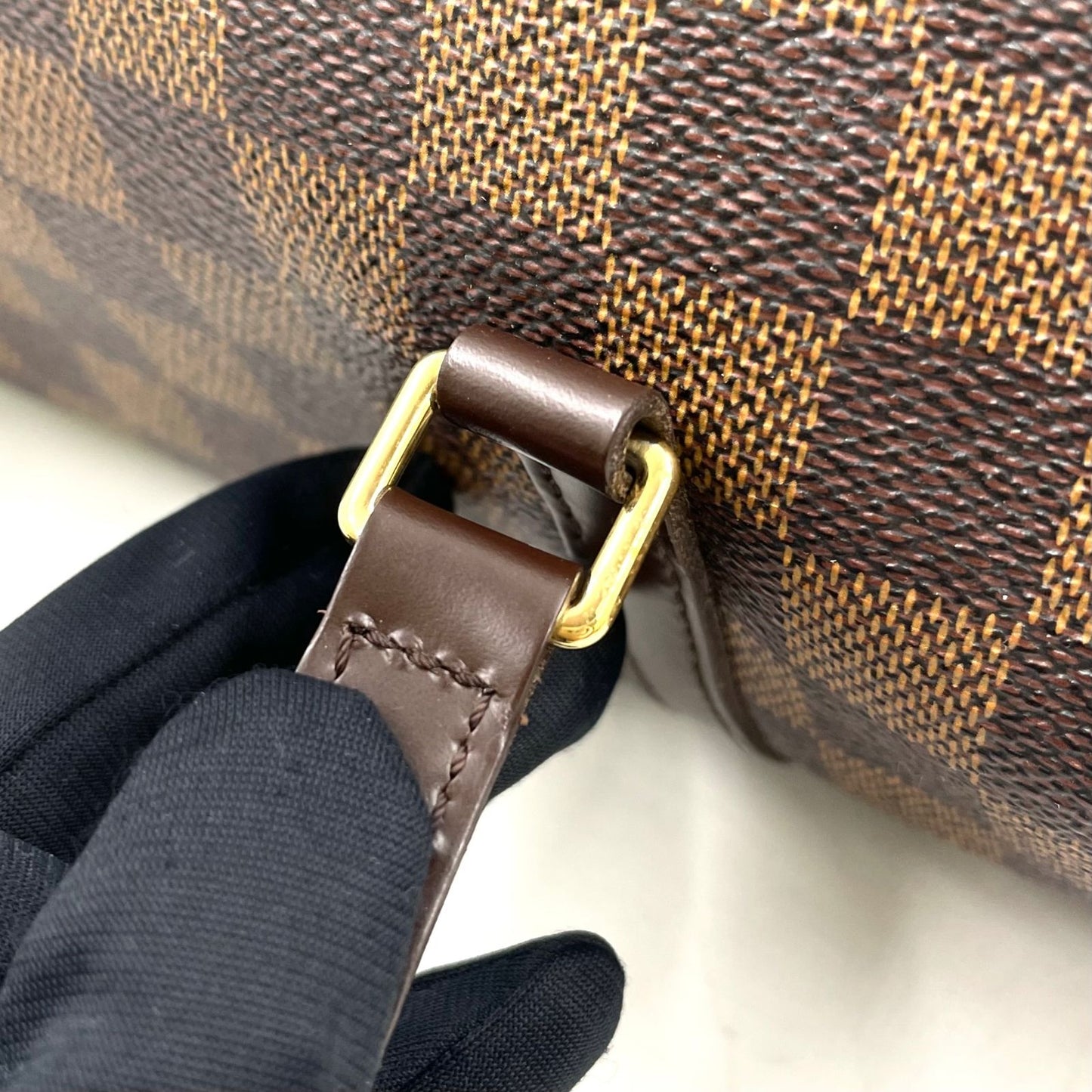 Louis Vuitton Papillon 30 Damier Ebene Leather Brown Handbag Gold — view 8
