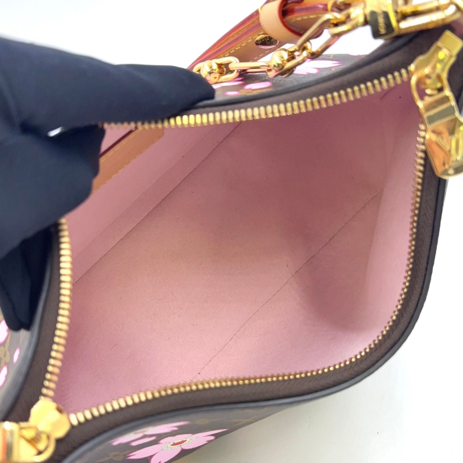 Louis Vuitton Monogram Cherry Blossom Leather Pink Brown Light Shoulder Bag Gold — view 3