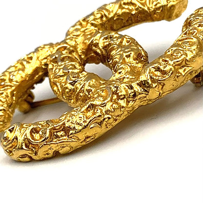 Chanel CC Logo Gold Plated Brooch — view 7
