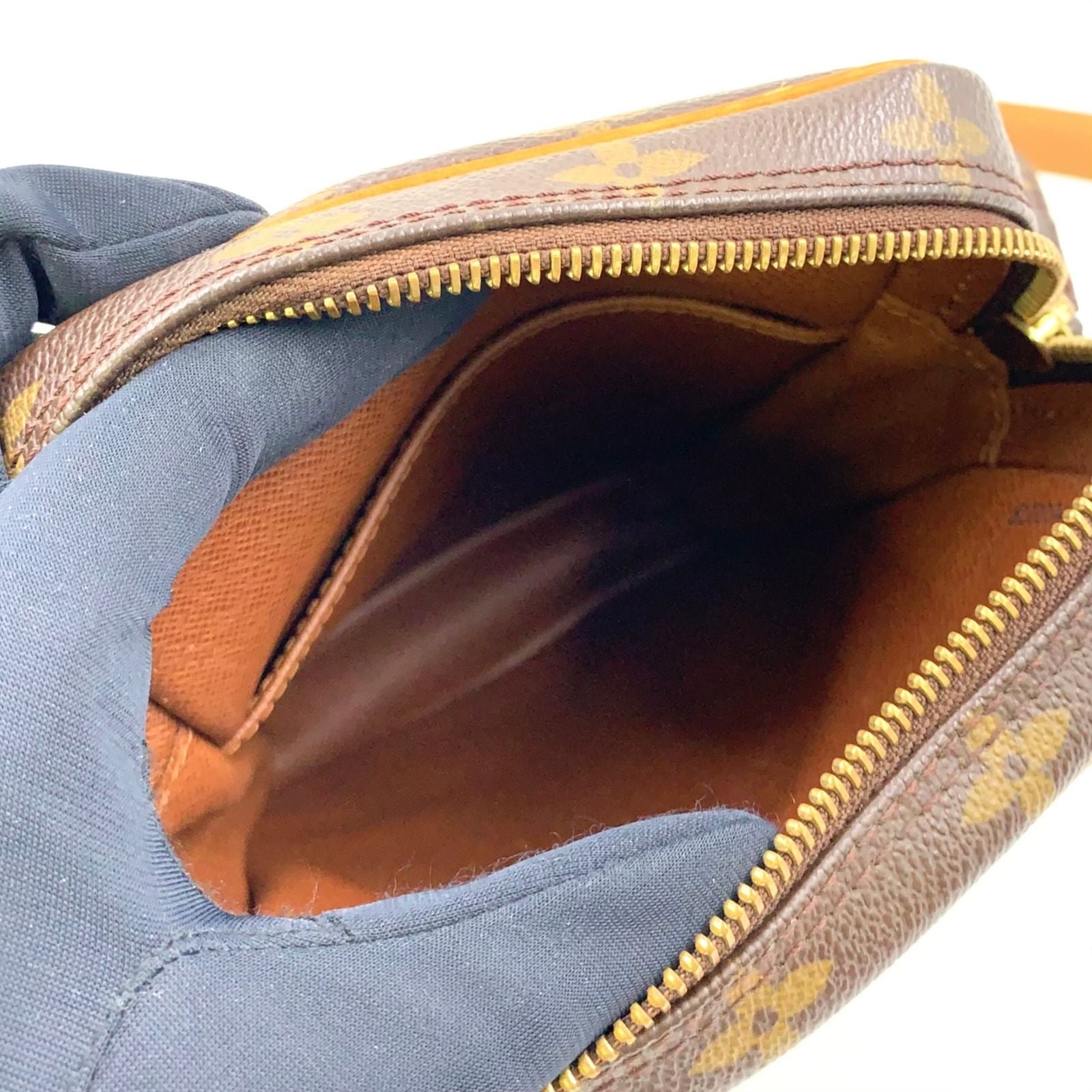 Louis Vuitton Danube Monogram Leather Brown Shoulder Bag Gold — view 3