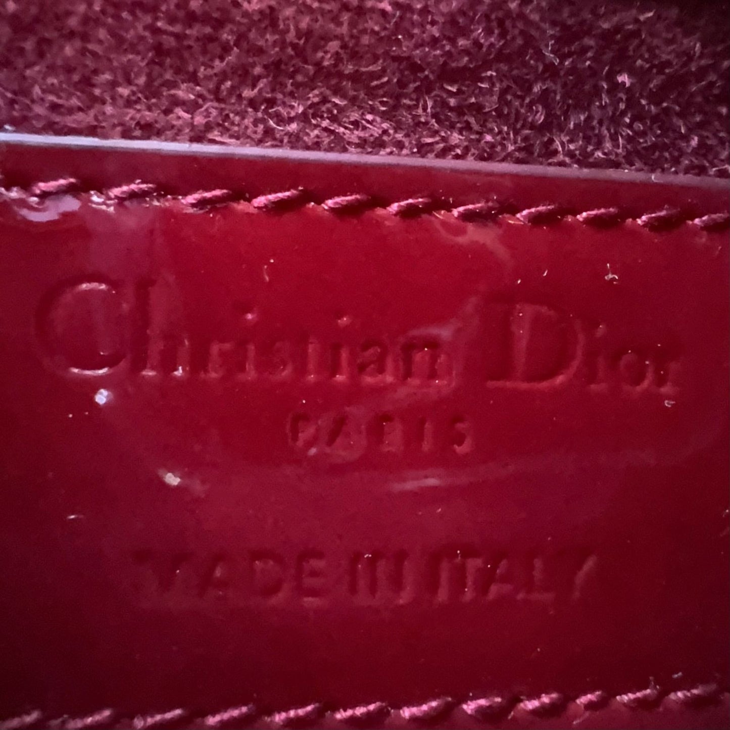 Dior Mini Lady 2-Way Shoulder Enamel Leather Red Handbag Gold — view 4