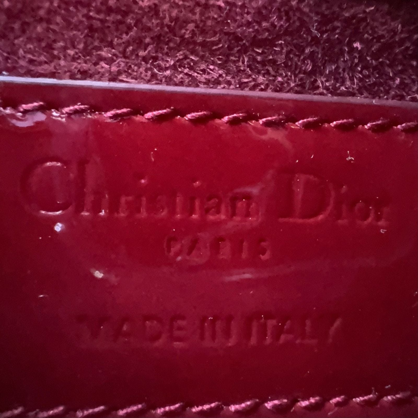 Dior Mini Lady 2-Way Shoulder Enamel Leather Red Handbag Gold — view 4