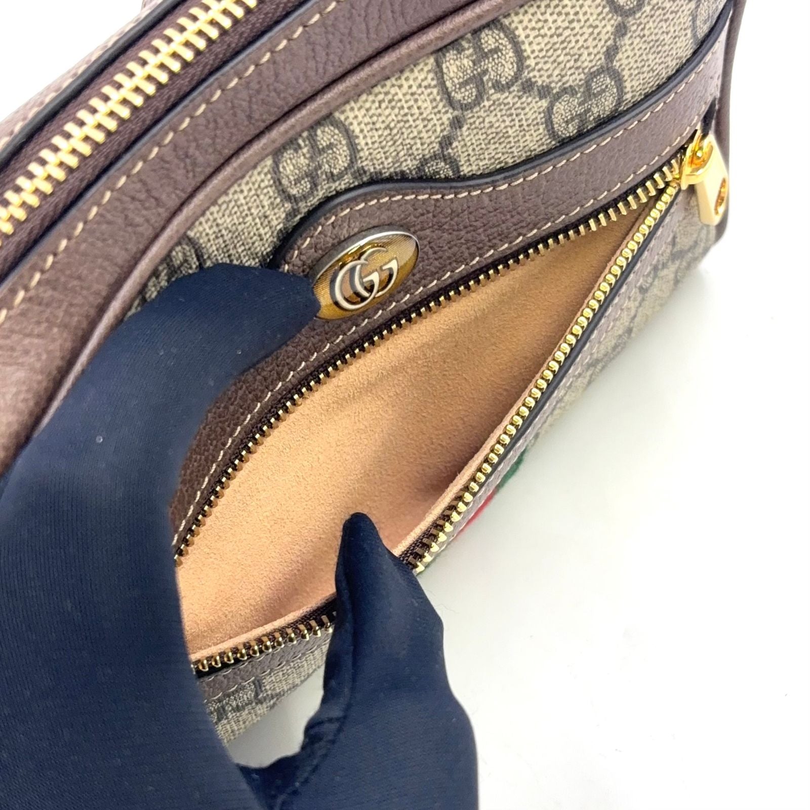 Gucci Ophidia GG Marmont Leather Brown Beige Shoulder Bag Gold — view 6