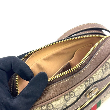 Gucci Ophidia GG Marmont Leather Brown Beige Shoulder Bag Gold — view 8