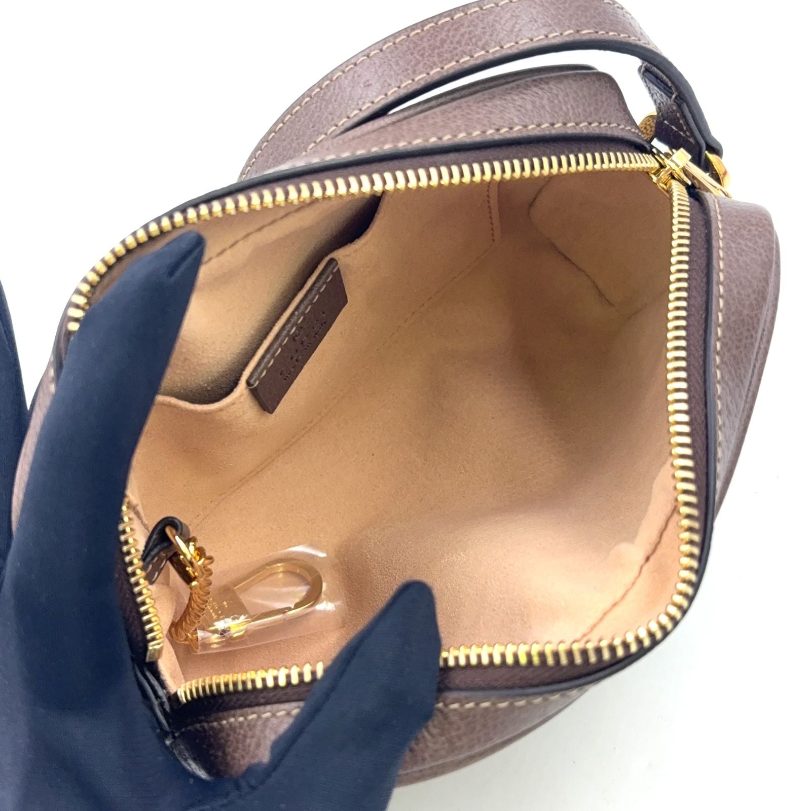 Gucci Ophidia GG Marmont Leather Brown Beige Shoulder Bag Gold — view 3