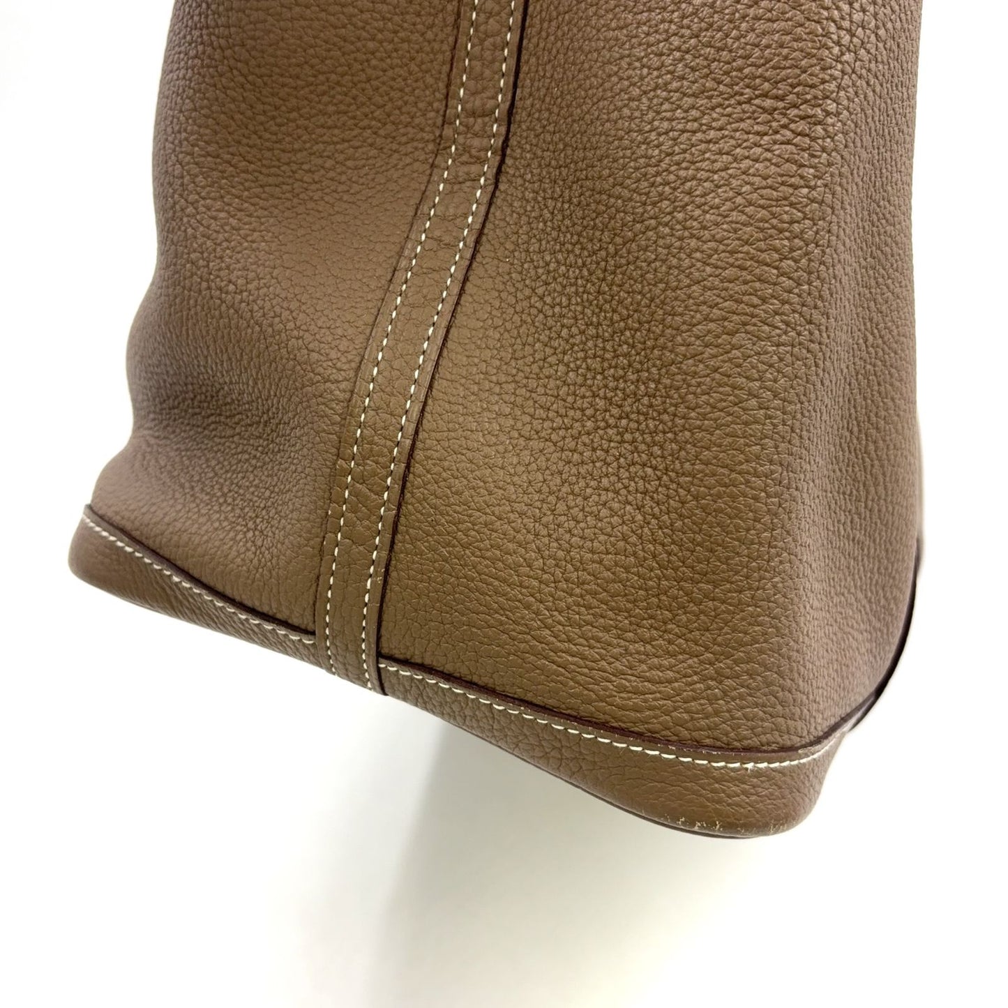Hermes Garden Party TPM Leather Gray Beige Tote Silver — view 8